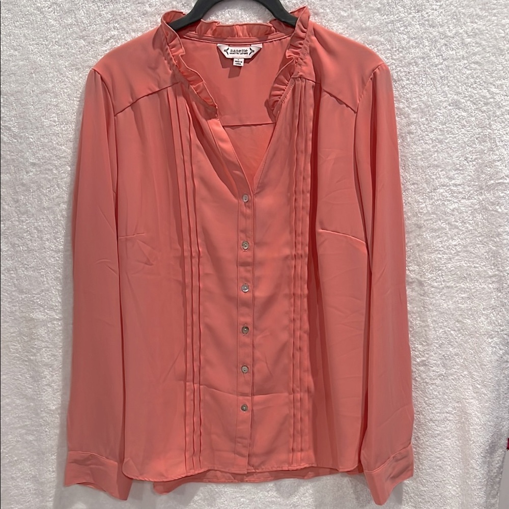 nanette Nanette Lepore Women's Coral Button-Up Blouse - Large
